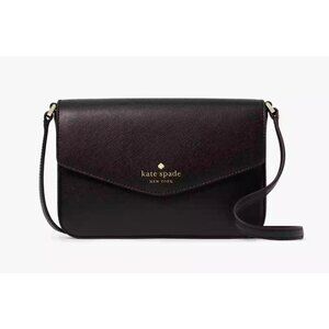 New Kate Spade Sadie Envelope Crossbody Leather Black